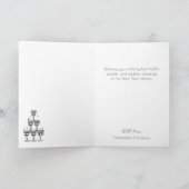 Carte Bonne année Bouteille de Champagne Salutation (Intérieur)
