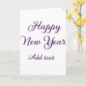 Carte Bonne année calligraphie violette simple minimalis (Fleur jaune)