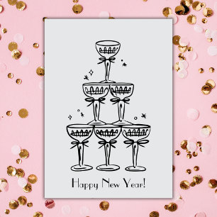 Carte Bonne année Champagne Tower Salutation