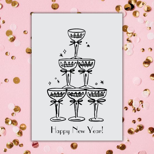 Carte Bonne année Champagne Tower Salutation