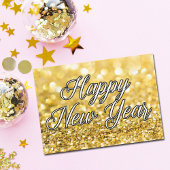 Carte Bonne année Chic Gold Parties scintillant personna