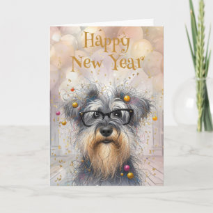 Carte Bonne année chien hirsute drôle