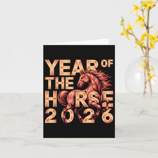 Carte Bonne Année Chinoise Du Cheval 2026 Lunar Zod (Fleur jaune)