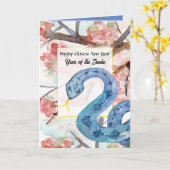 Carte Bonne Année Chinoise Du Serpent (Fleur jaune)