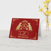 Carte Bonne année du rat - 2020 (Fleur jaune)