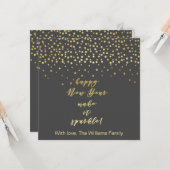 Carte Bonne année, faites-le scintiller ! Éclats d'or (Devant/Arrière en situation)