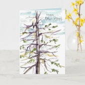Carte Bonne année faucon arbre d'hiver ciel d'hiver (Fleur jaune)