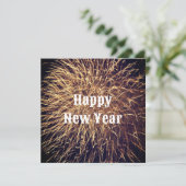 Carte Bonne année Feux d'artifice dorés Tendance 2023 (Debout devant)