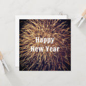 Carte Bonne année Feux d'artifice dorés Tendance 2023 (Devant/Arrière en situation)