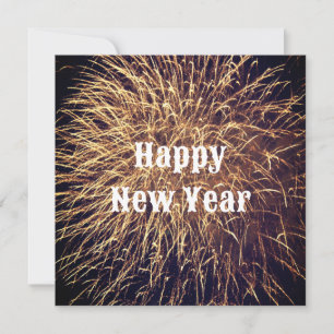 Carte Bonne année Feux d'artifice dorés Tendance 2023
