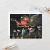 Carte Bonne Année, Feux d'Artifice Spectaculaires, (Devant/Arrière en situation)