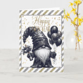 Carte Bonne année Gnome (Fleur jaune)