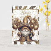 Carte Bonne année Gnome (Fleur jaune)
