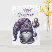 Carte Bonne année Gnome (Fleur jaune)