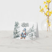 Carte Bonne année Gnome aquarelle dans la forêt  (Fleur jaune)