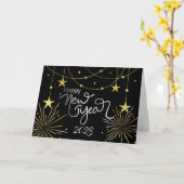 Carte Bonne année Personnalisée Année Étoiles (Fleur jaune)