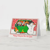 Carte Bonne année poubelle enflammée (Devant)