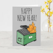 Carte BONNE ANNÉE : Poubelle enflammée, ça va (Fleur jaune)