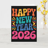 Carte Bonne année rétro 2026 (Fleur jaune)