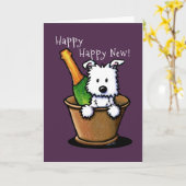 Carte Bonne Année Westie (Fleur jaune)
