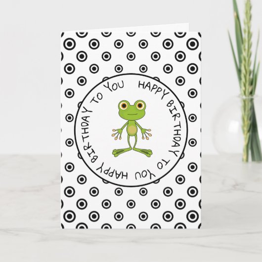 Carte Bonne Anniversaire Cute Frog Black and White Card (Devant)