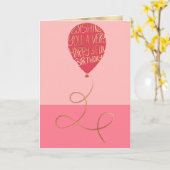 Carte Bonne Anniversaire Jolie Ballons Rose Typographie  (Fleur jaune)