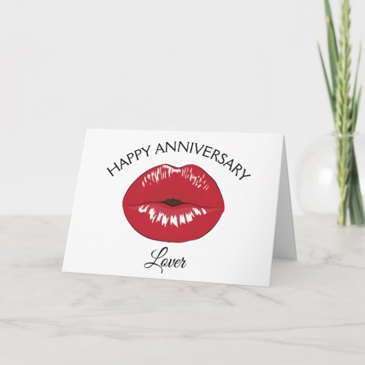 Carte Bonne Anniversaire Lover Red Lips Kiss Card (Devant)