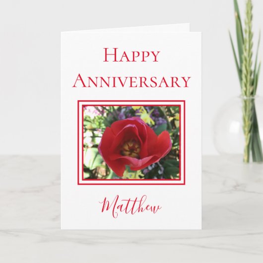 Carte Bonne Anniversaire Mari Rose Rouge (Devant)