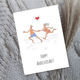 Carte Bonne Anniversaire Mariage Couple Beach Heart Card