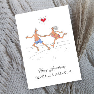 Carte Bonne Anniversaire Mariage Couple Beach Heart Card
