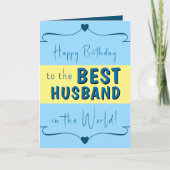 Carte Bonne anniversaire meilleur mari bleu jaune (Devant)