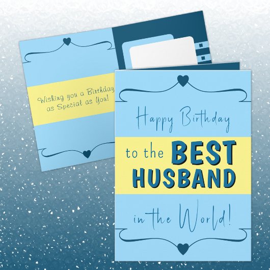 Carte Bonne anniversaire meilleur mari bleu jaune