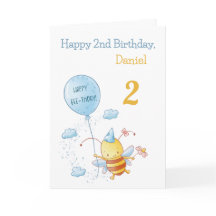 Bonne Anniversaire mignonne abeille avec Bleu Bleu