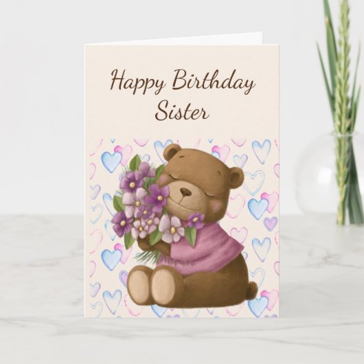 Carte Bonne Anniversaire Soeur Amour Apprécier Fleurs d' (Devant)