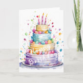 Carte Bonne aquarelle d'anniversaire (Devant)
