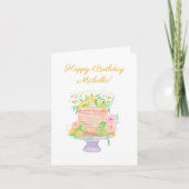 Carte Bonne aquarelle d'anniversaire Gâteau floral citro (Devant)