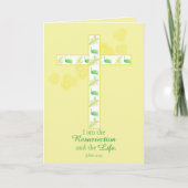 Carte Bonne Bible de Pâques Verse Jean 11:25 Croix Jaune (Devant)