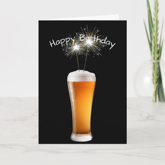 Carte Bonne Bière D'Anniversaire Avec Sparklers (Devant)