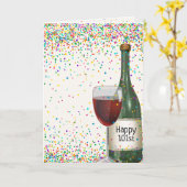 Carte Bonne bouteille de vin 101e anniversaire (Fleur jaune)