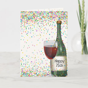 Carte Bonne bouteille de vin 75e anniversaire