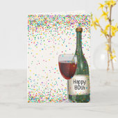 Carte Bonne bouteille de vin 80e anniversaire (Fleur jaune)
