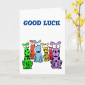 Carte Bonne chance avec les chiens de bandes dessinées (Fleur jaune)