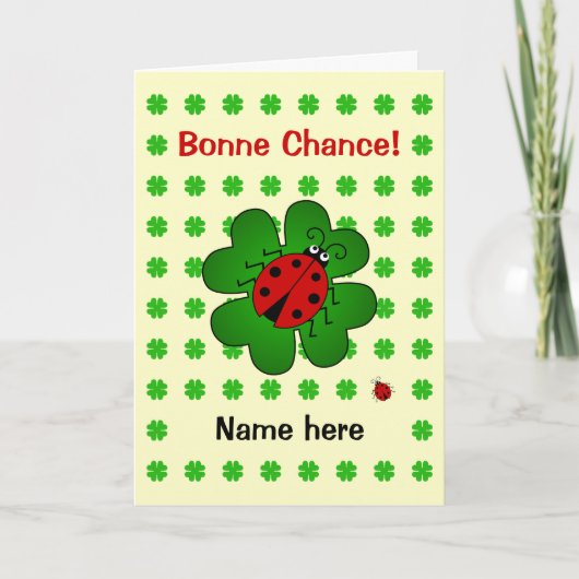 Carte Bonne chance bonne chance ajouter nom ladybird (Devant)
