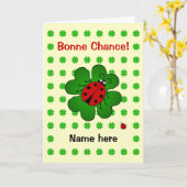 Carte Bonne chance bonne chance ajouter nom ladybird (Fleur jaune)