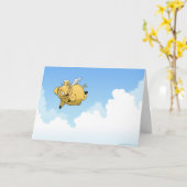 Carte Bonne Chance ! (Cochon volant) (Fleur jaune)