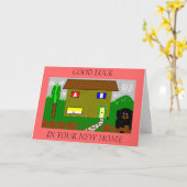 CARTE , BONNE CHANCE, DANS VOTRE NOUVELLE MAISON (Fleur jaune)