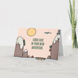 Carte Bonne chance Nouvelle aventure Carton de voyage