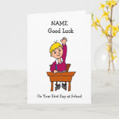 Carte Bonne chance Premier jour à l'école (Fleur jaune)