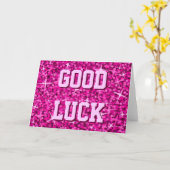 Carte "Bonne chance" rose Glitz (Fleur jaune)