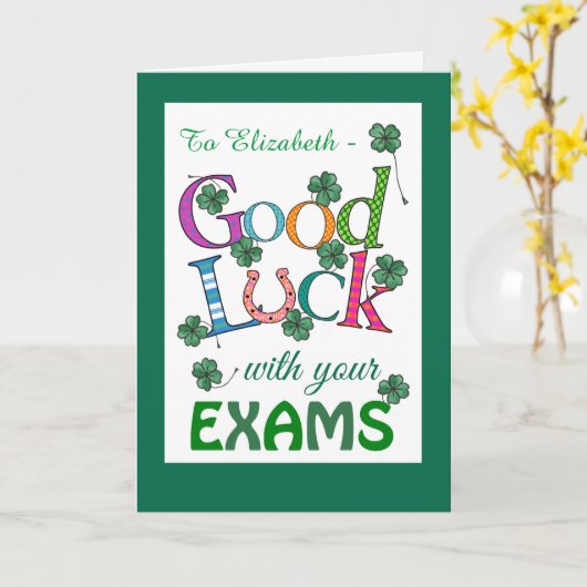 Carte Bonne chance sur mesure avec examens Clover à quat (Fleur jaune)